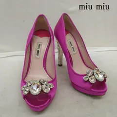 ミュウミュウ ビジュー パンプス オープントゥ ハイヒール サテン地  34 レディース 21.0cm ISItems【USED】【古着】【中古】50119369