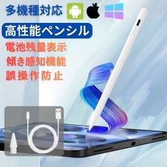 高感度 スタイラスペン タッチペン Apple Pencil互換 iPad Android iPhone Windows対応 USB Type-C充電 急速充電 ペン先交換可 磁気吸着 誤作動防止 傾き感知 ペンシル ホワイト