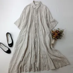 yuni ユニ BOYANG-linen Aラインシャツワンピース ロング リネン 麻 100％ タック ギャザー 羽織 Free ナチュラル系 オートミールカラー(127K＋8375)26N