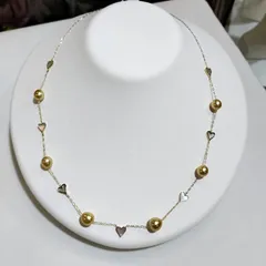 K18YG 白蝶真珠ステーションネックレス