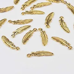1209 カン付き 羽 チャーム ゴールド 22mm アクセサリーパーツ  10個