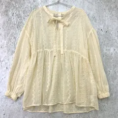 Classical Elf クラシカルエルフ 2way シアー 刺繍 ペプラム 切替ブラウス アイボリー Mサイズ □〇