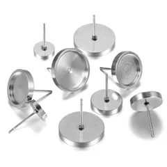 1232 台座 ピアスパーツ ミール皿 ステンレス アクセサリーパーツ 両耳 キャッチ付き