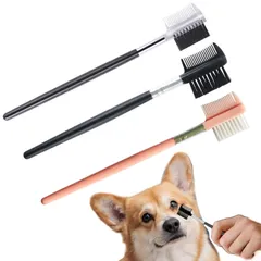 新品 犬 コーム犬 目やに取りコーム 持ち運び犬 ブラシ 猫 くし コーム 顔まわり3本セット両面ペットブラシ 猫ブラシ 犬の涙汚れ除去 目ヤニクリーナー イージーフェイシャルコーム 犬 アイブラシセット グルーミングセット（ピンク＋透明黒＋黒）