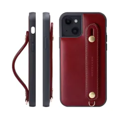 新品 HANATORA for iPhone 13 ケース 本革 耐衝撃 背面ベルト ストラップリング スマホケース スマホ スタンド機能 ネックストラップ 付き イタリアンレザー ギフト マグネットなし ダークレッド TGH-13-DarkRed