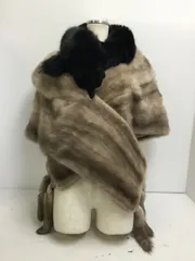 Y142[08]Y3515(ファーショール) SAGA　MINK/パステルミンクファーショール　タッセル付き/フォックス襟巻き やや傷や汚れあり 12/10出品
