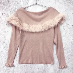 tocco closet トッコクローゼット ファー付き ケープライク 袖口フリル リブニット プルオーバー グレイッシュピンク Mサイズ ◇〇