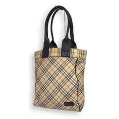 BURBERRY バーバリー ブルーレーベル ノバチェック ノヴァチェック トートバッグ 肩掛け ワンショルダーバッグ コットン レザー 綿 牛革 ベージュ系 ブラック 黒 希少