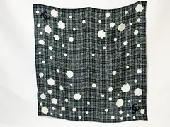 CHANEL シャネル ショール スカーフ シルク 100% ブラック ホワイト ピンク イエロー 90×90cm 超美品