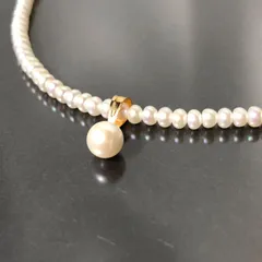 K14 585刻印 留め具 パールネックレス 本真珠 ベビーパール 直径約3.5～6.0mm 重量約7g 全長約420mm ケース付き 三重県真珠株式会社 結婚式 入学 卒業 冠婚葬祭 パール 一連 レディースアクセサリー■S141