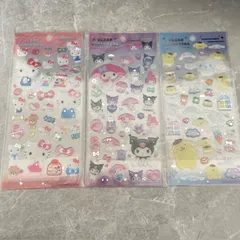 サンリオ　クリアキャンディーシール　ハローキティ　クロミ　マイメロ　ポムポムプリン　シナモロール　クリア　ぷっくり　3点セット
