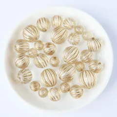 1333 アクリルビーズ クリア 透明 ゴールドライン ハンドメイド パーツ