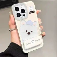 西高地テリア ミラースタンド付きケース 適用 アイフォンケース ハード かわいい キャラクター ホワイト iphone17/16/15/14/13