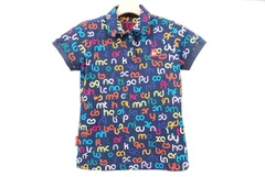 中古 レディース ルコックスポルティフ le coq sportif 半袖ポロシャツ S 紺 ネイビー  総柄