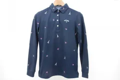 中古 レディース キャロウェイ Callaway 長袖ポロシャツ M 紺 ネイビー エッフェル塔 刺しゅう入り