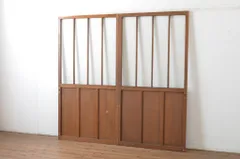▼現状販売▼ 引き戸2枚セット レトロ建具 モールガラス入り ガラス戸 4～7営業日前後で発送(※修理加工希望の方3ヶ月程で発送) R-065060