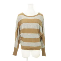ビーシービージーマックスアズリア BCBGMAXAZRIA ニット セーター ラウンドネック ドルマン 長袖 ウール混 アンゴラ混 カシミヤ混 ボーダー 小さいサイズ XXS グレー /AH4のサムネイル