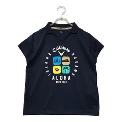 中古 レディース キャロウェイ Callaway 半袖シャツ M 紺 ネイビー 襟付きVネック プルオーバー