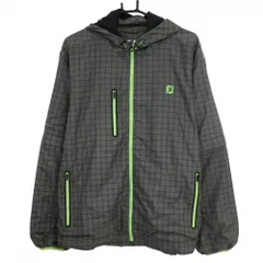 【美品】フットジョイ 2WAYジップパーカー グレー×黒 格子チェック 裏微起毛 ジャケット  メンズ XL ゴルフウェア FootJoy