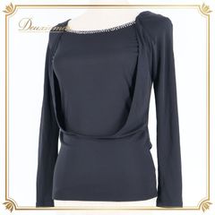 ロイヤルダンス チャコット 社交ダンス トップス ブラック レッド S