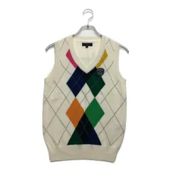 中古 レディース キャロウェイ Callaway ベスト M 白 ホワイト Vネックニット アーガイル柄
