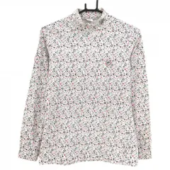 ゾーイ 長袖ハイネックシャツ 白×ピンク×ネイビー 総柄 胸ロゴ レディース M ゴルフウェア ZOY