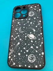 iPhone15 Pro Max ケース 宇宙 星柄 ブラック／ホワイト ワイヤレス充電対応 耐衝撃