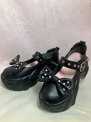 ♡新品未使用♡ 　超美品　39サイズ 【 24.5cm】　ヨースケ YOSUKE  　レディース 　厚底スニーカーパンプス　ワンストラップスニーカー 　リボン 歩きやすい 7cm 靴　 MY1368-445