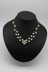 K18 TASAKI　パール 2連ステーションネックレス ダイヤモンド　田崎真珠