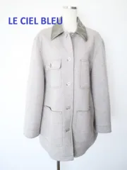 【2024年製】LE CIEL BLEU　ルシェルブルー　chic-Tweed Jacket　ジャケット　Sサイズ　36　グレー　くすみ緑系カーキ　シルバー　ストレッチ素材　定価41800円　送料込み　6460950のサムネイル