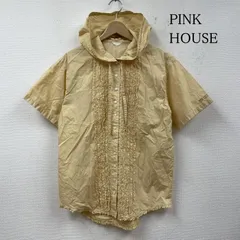 ピンクハウス ギンガム チェック フード付き ブラウス ピコフリル リボン ロゴ 刺繍 レディース L ISItems【USED】【古着】【中古】50125218