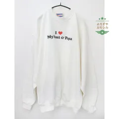 アメリカ古着　90S　90年代　Hanes　ヘインズ　裏起毛　トレーナー　スウェット　プリント　デザイン　長袖　ホワイト　白　メンズ　Lサイズ　トップス　カジュアル　アメカジ　USA　秋冬