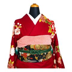 大幅値下げ！振袖用帯揚げ帯締めセット ブルー(絞り大きめ)×黒 新品未 