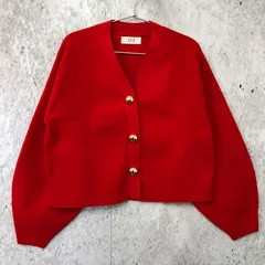 ADAM ET ROPE アダムエロペ 【 WEB限定 】 ・ 【 サステナブル 】 セレクト ネック BIG 釦 カーディガン レッド Fサイズ 〇◇☆