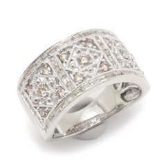 ダイヤモンドリング #16 約16号 K18WG ブラウン系ダイヤ1.00ct