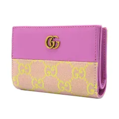 【新品】グッチ 財布 二つ折り財布 GUCCI GG マーモント GG柄 ウォレット ミニ財布 783121 (ピンク系×イエロー系) ブティックライン レディース 送料無料