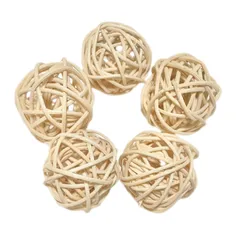 ベージュ 5個 インコ かじりおもちゃ ミニ ラタンボール 籐 ボール 天然木 安心安全 セキセイインコ オカメ 鳥 文鳥 小鳥 おもちゃ 直径約3cm