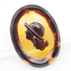 L079 鼈甲 べっ甲 ブローチ 女性横顔 デザイン