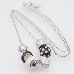 L099 スワロフスキー SWAROVSKI ネックレス ビーチャームド ミックスビーズ ラインストーン デザイン シルバー