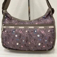 7305　LeSportsac レスポートサック　ショルダーバッグ　クラシックホーボー　パープルブラウン　総柄　レディース　軽量　シンプル　カジュアル