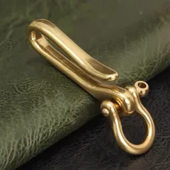 YSK004-1 真鍮製 U字フック シャックルバックル ウォレットチェーン / ベルト用フック ストラップ / キーホルダー金具 ハンドメイド アウトドア仕様 ヴィンテージ風 DIY パーツ キーリング プレゼント 贈り物