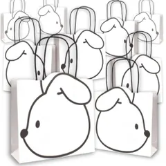 SALUDABLE 紙袋 犬 ラッピング 袋 手提げ プレゼント ギフト 動物 白黒 誕生日 可愛い (Sサイズ 10枚セット)