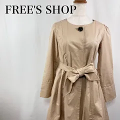 FREE'S SHOP　フリーズショップ　S　ベージュ　コットン　リボン　トレンチコート　春コート　アウター　ジャケット　ギャザー　スリット　ノーカラーコート 4056のサムネイル