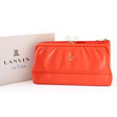MWK25583 美品 LANVIN en Bleu ランバン オン ブルー 長財布 オレンジ ロングウォレット がま口 箱付き