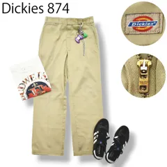 【希少】 80s90sヴィンテージ USA製 ディッキーズ Dickies 874 チノパン ワークパンツ タロンジップ TALON ZIP アメカジ ストリート 32x34 ベージュ メンズ