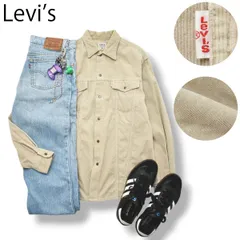 90sヴィンテージ リーバイス Levi's コーデュロイ シャツ ジャケット Gジャン ウエスタンシャツ ビッグシルエット アメカジ ストリート M ベージュ レディース メンズ ユニセックス ♪