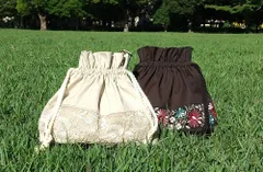 インド刺繍リボン巾着ショルダーバッグ