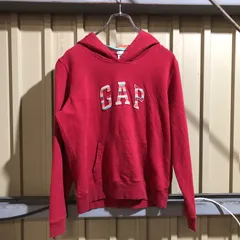 1140 GAP パーカー レッド M ギャップ スウェット 刺繍ロゴ 裏起毛 古着卸 アメリカ仕入