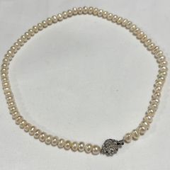 シルバー【パール ネックレス】真珠 玉 フラワーモチーフ 37g - メルカリ
