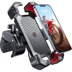 バイク スマホホルダー JOYROOM 2024 バイク用 携帯ホルダー 振動吸収 自転車 オートバイ用 スタンド マウント スマホ置き 原付 固定 「ワンタッチで自動ロック」片手操作「10秒で取り付け」360度回転 脱落防止 強力保護 耐久性 脱着簡単  1